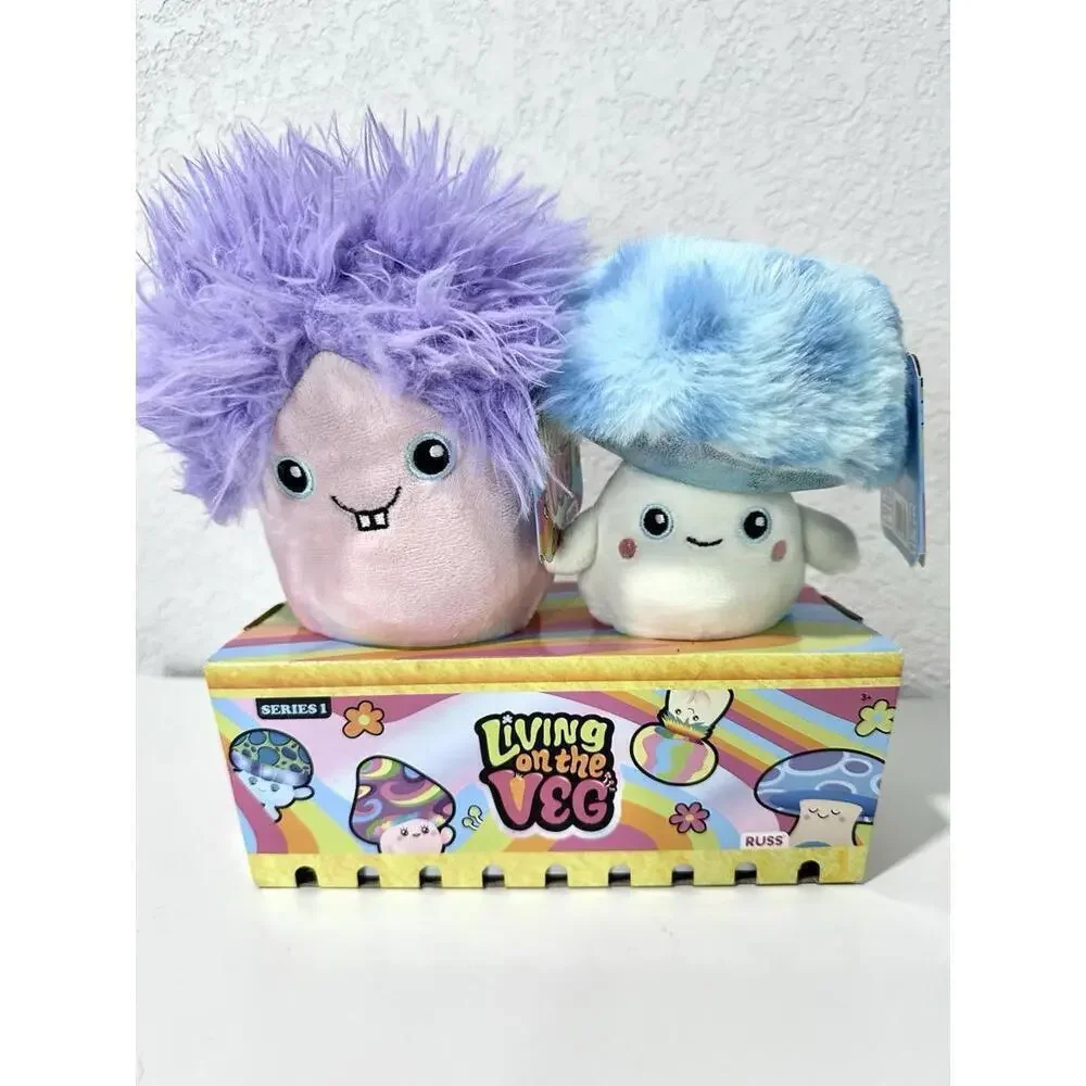 NWT Kellytoy Russ Living on the Veg Mushroom Series 1 #1 TJ & #10 Romy Plushies
